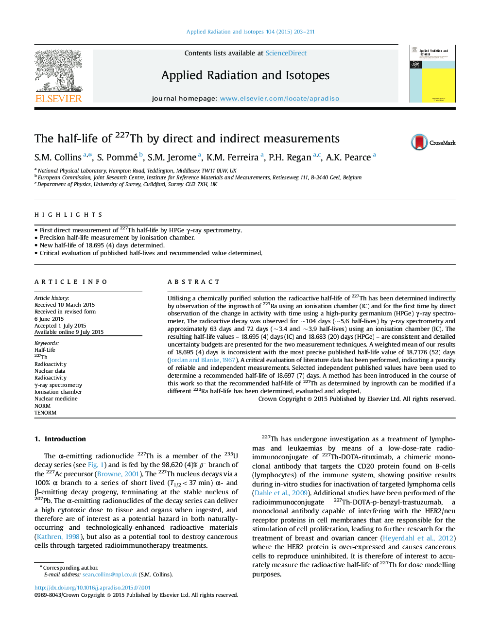 The half-life of 227Th by direct and indirect measurements