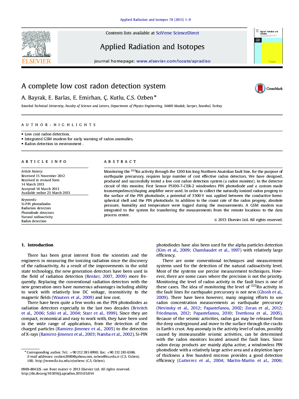 A complete low cost radon detection system