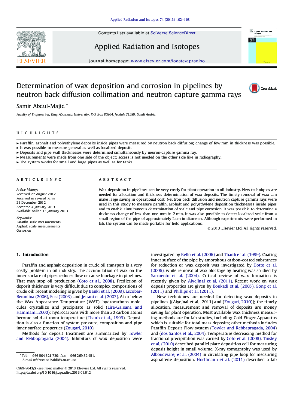 Determination of wax deposition and corrosion in pipelines by neutron back diffusion collimation and neutron capture gamma rays