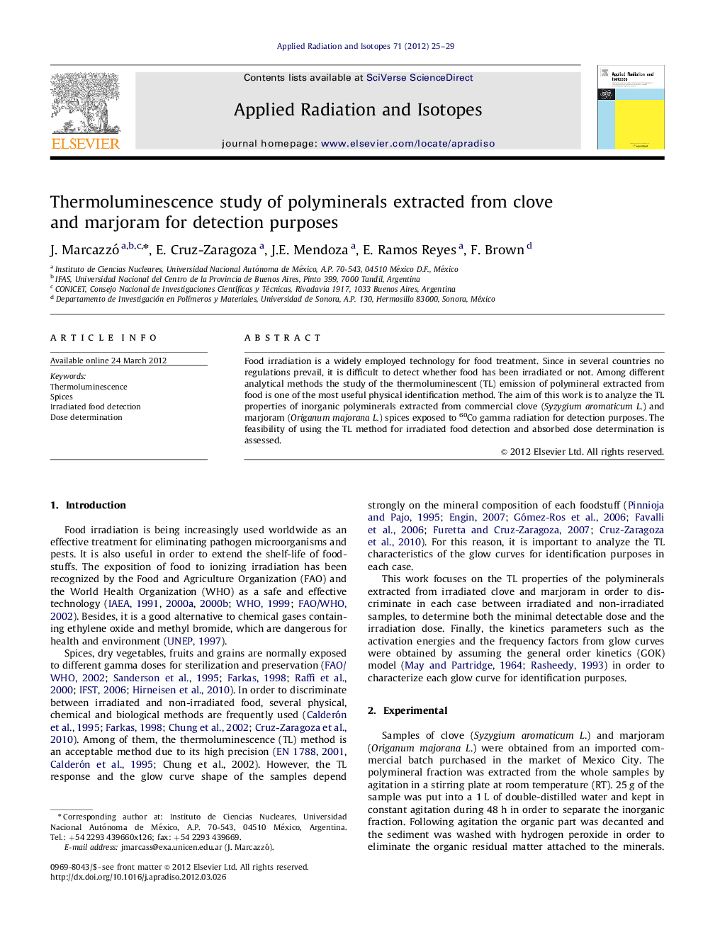 Thermoluminescence study of polyminerals extracted from clove and marjoram for detection purposes