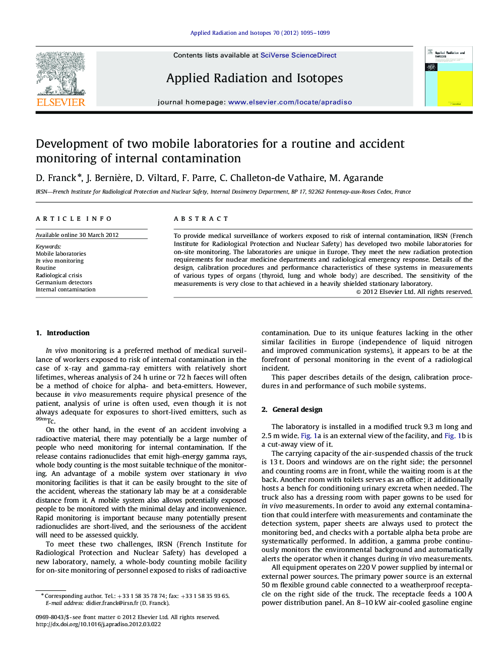 Development of two mobile laboratories for a routine and accident monitoring of internal contamination