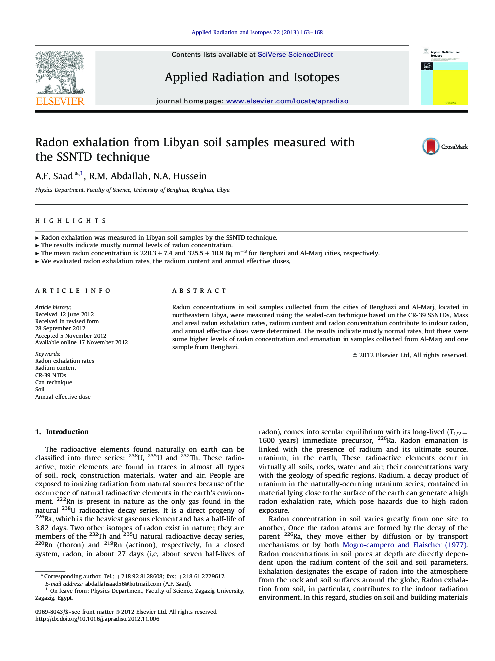 Radon exhalation from Libyan soil samples measured with the SSNTD technique