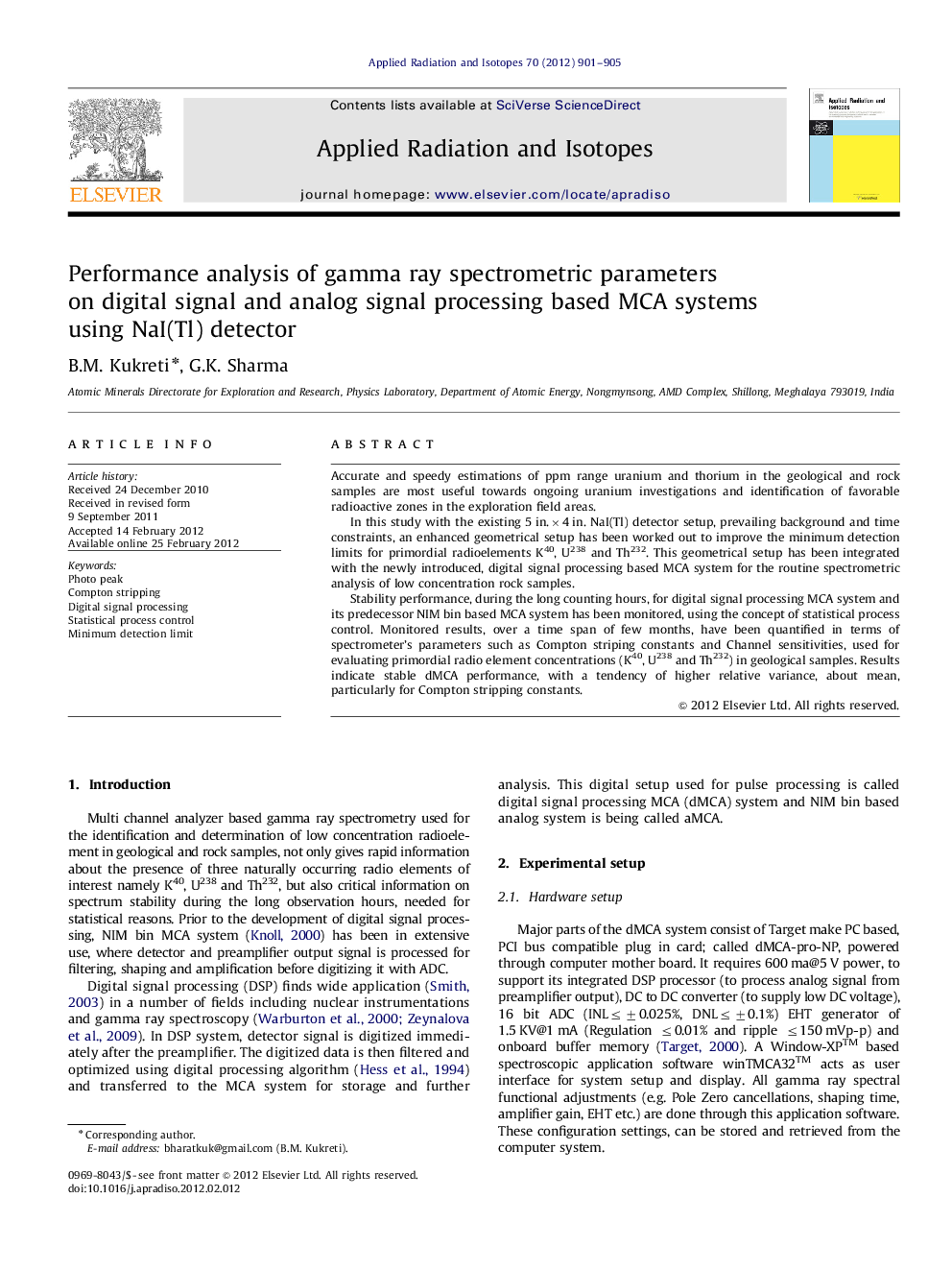 Performance analysis of gamma ray spectrometric parameters on digital signal and analog signal processing based MCA systems using NaI(Tl) detector