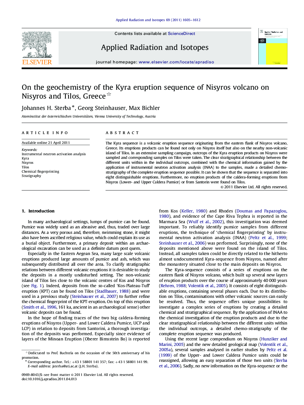 On the geochemistry of the Kyra eruption sequence of Nisyros volcano on Nisyros and Tilos, Greece