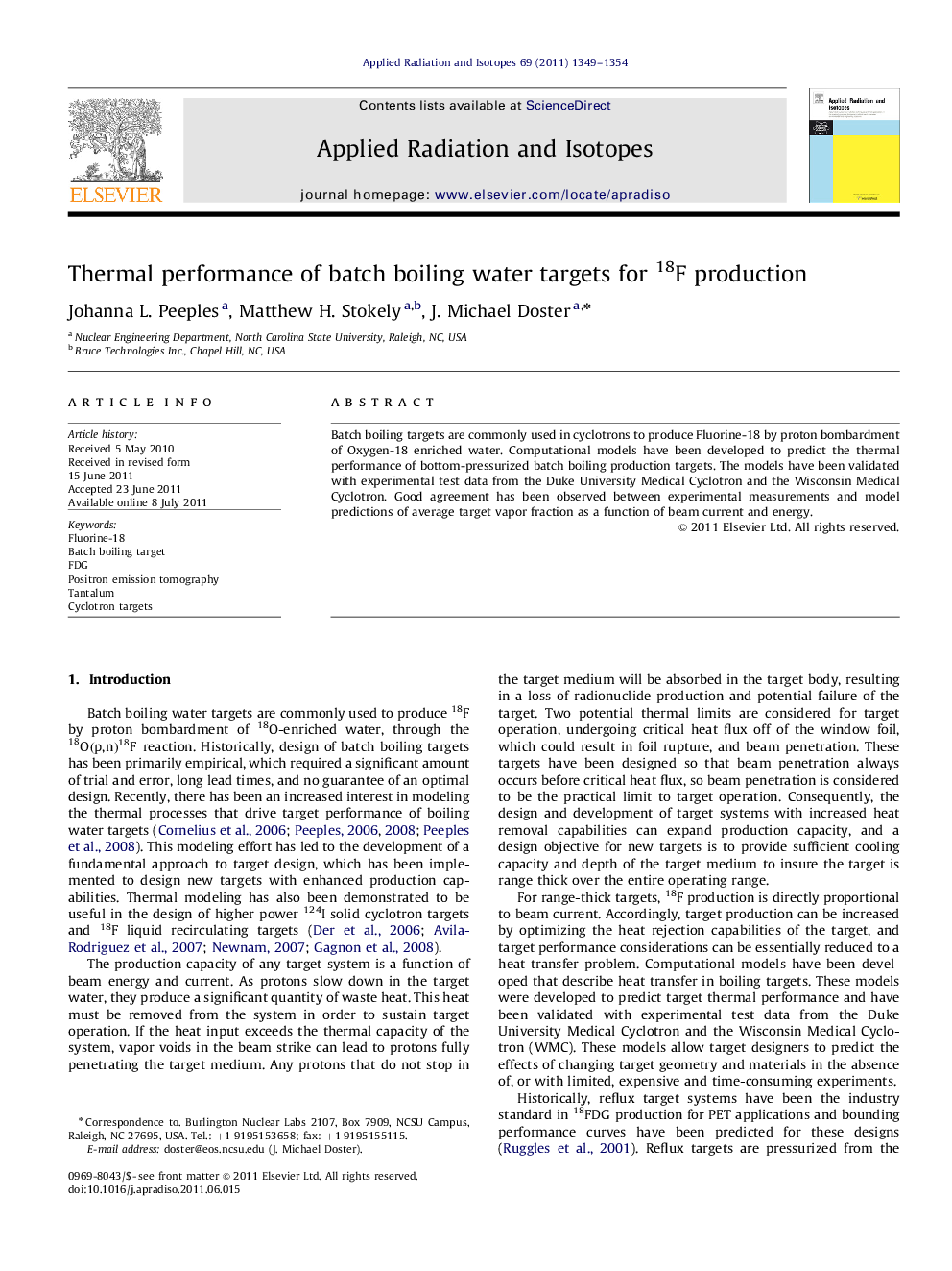 Thermal performance of batch boiling water targets for 18F production