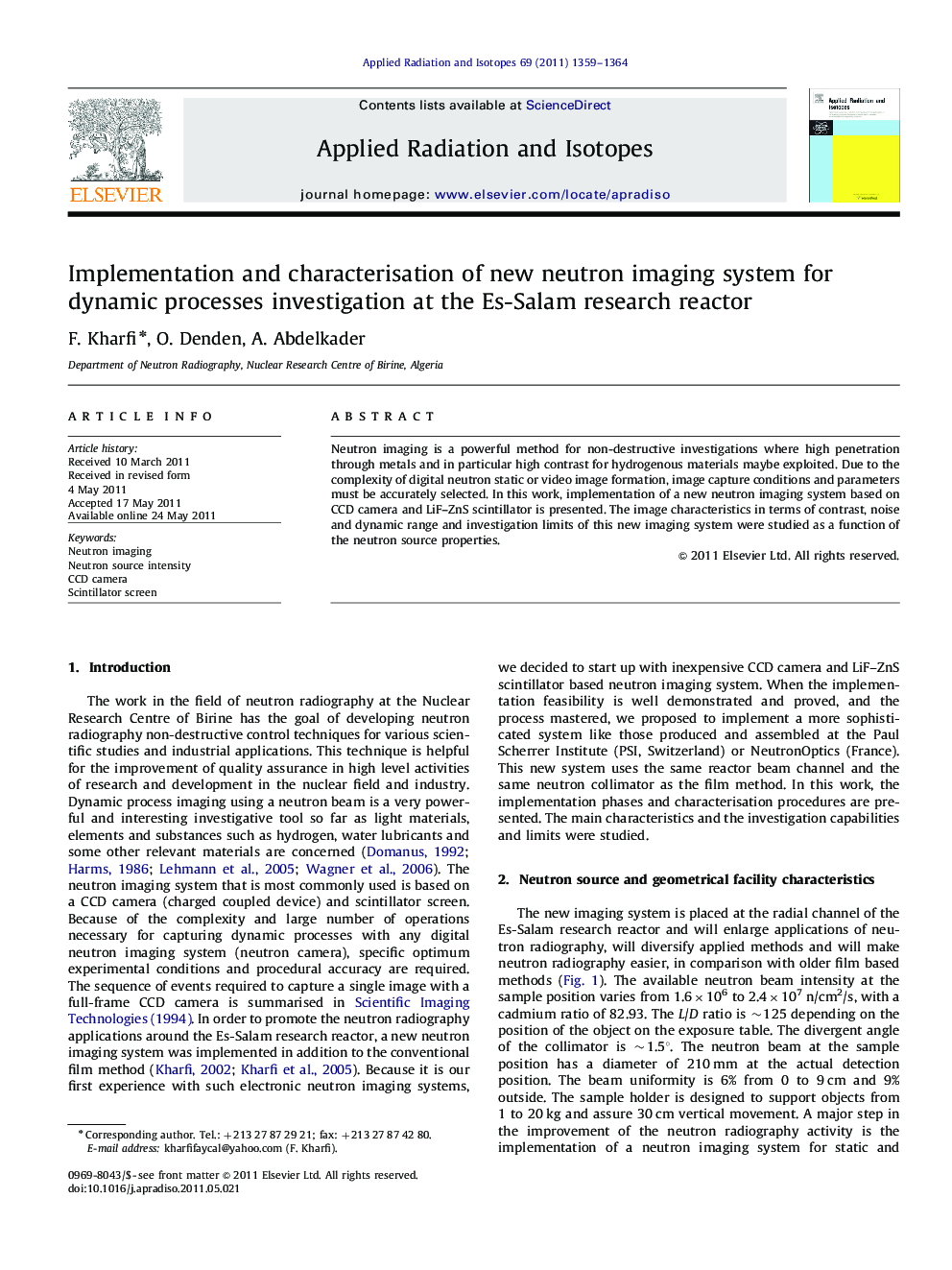 Implementation and characterisation of new neutron imaging system for dynamic processes investigation at the Es-Salam research reactor