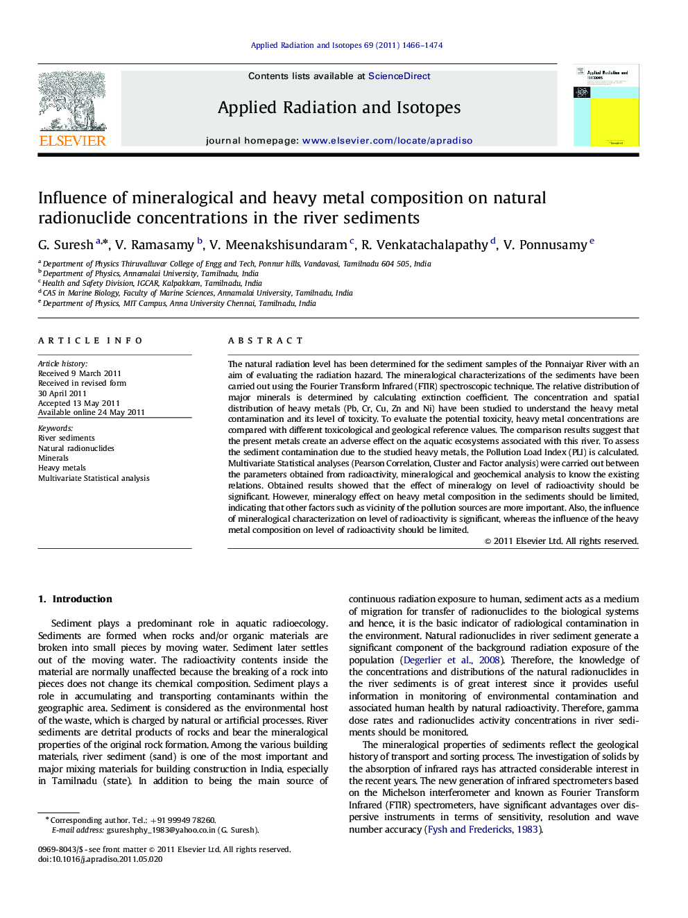 Influence of mineralogical and heavy metal composition on natural radionuclide concentrations in the river sediments