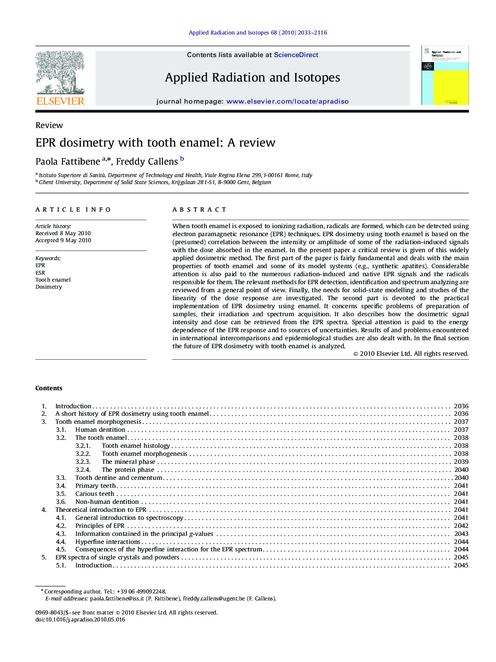 EPR dosimetry with tooth enamel: A review