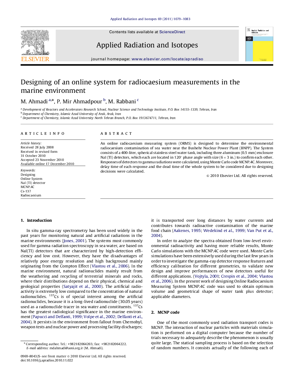 Designing of an online system for radiocaesium measurements in the marine environment