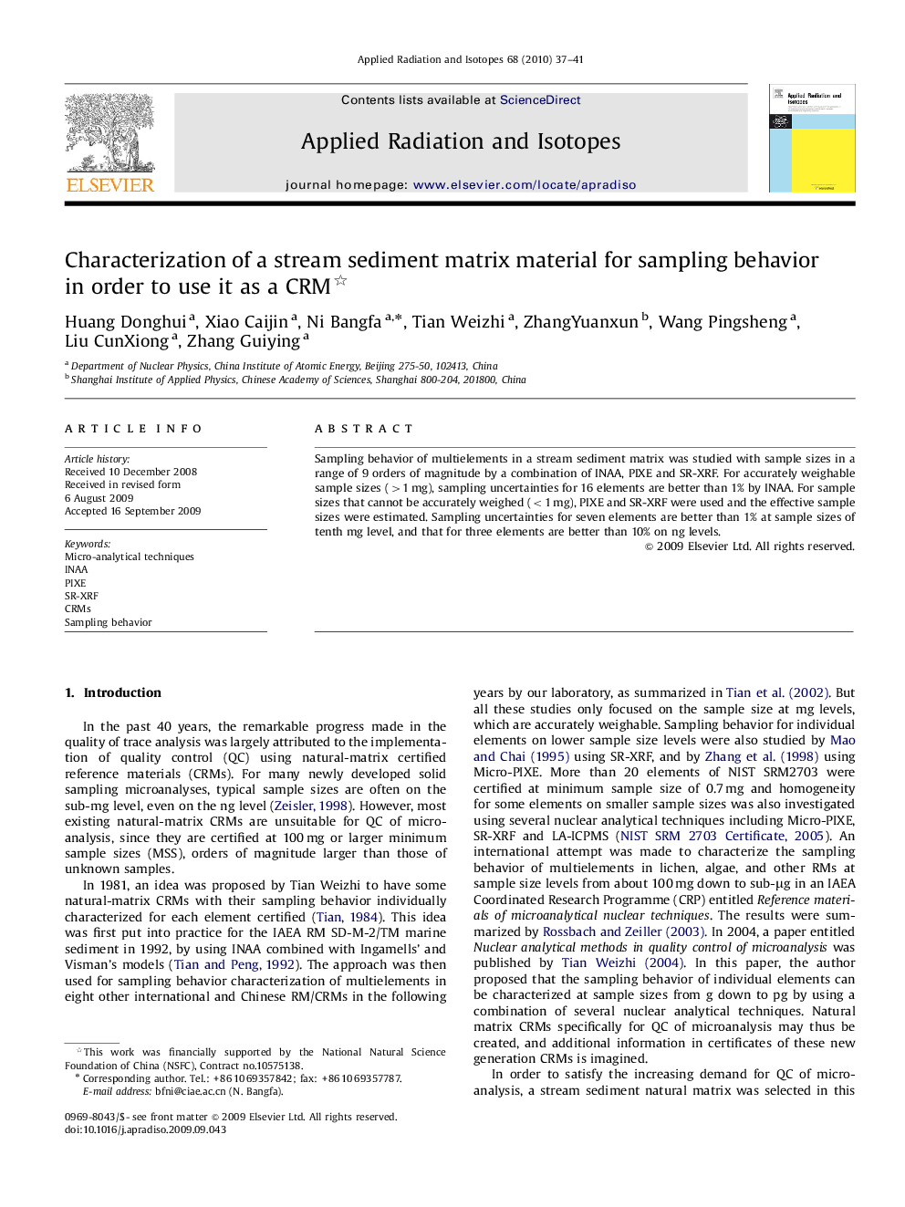 Characterization of a stream sediment matrix material for sampling behavior in order to use it as a CRM 