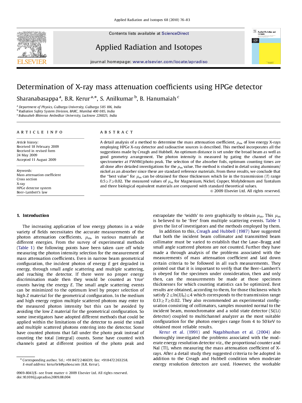 Determination of X-ray mass attenuation coefficients using HPGe detector