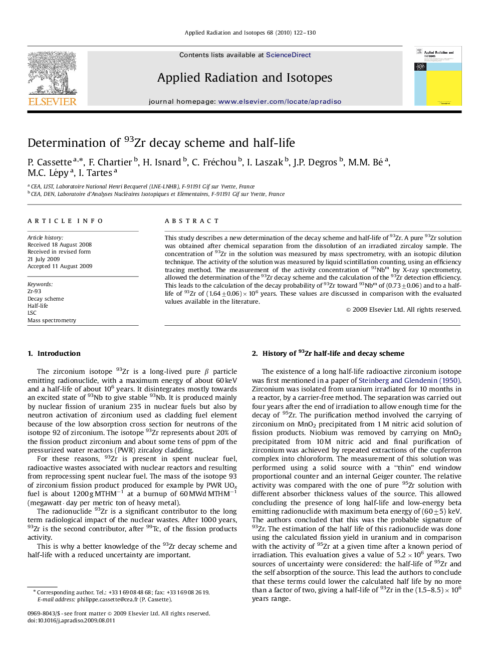 Determination of 93Zr decay scheme and half-life