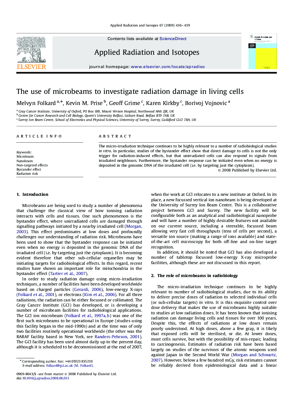 The use of microbeams to investigate radiation damage in living cells