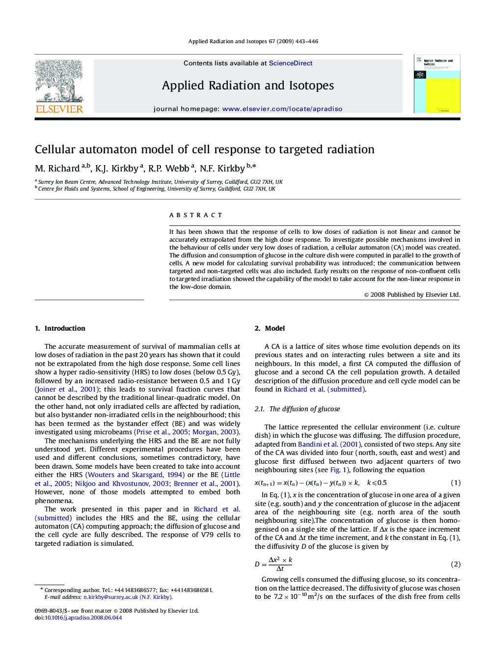 Cellular automaton model of cell response to targeted radiation