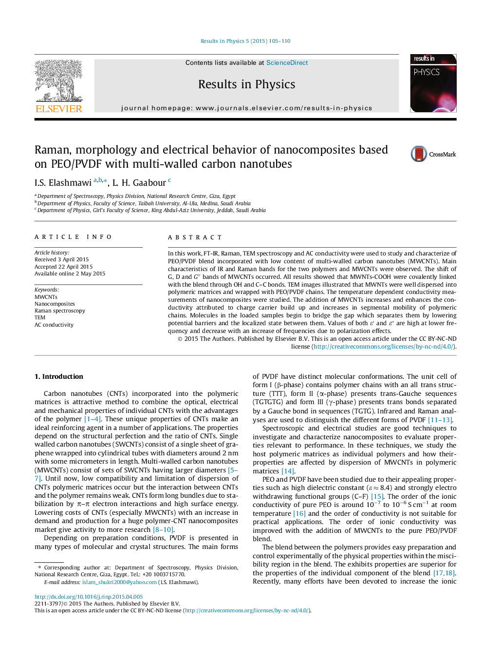 Raman, morphology and electrical behavior of nanocomposites based on PEO/PVDF with multi-walled carbon nanotubes