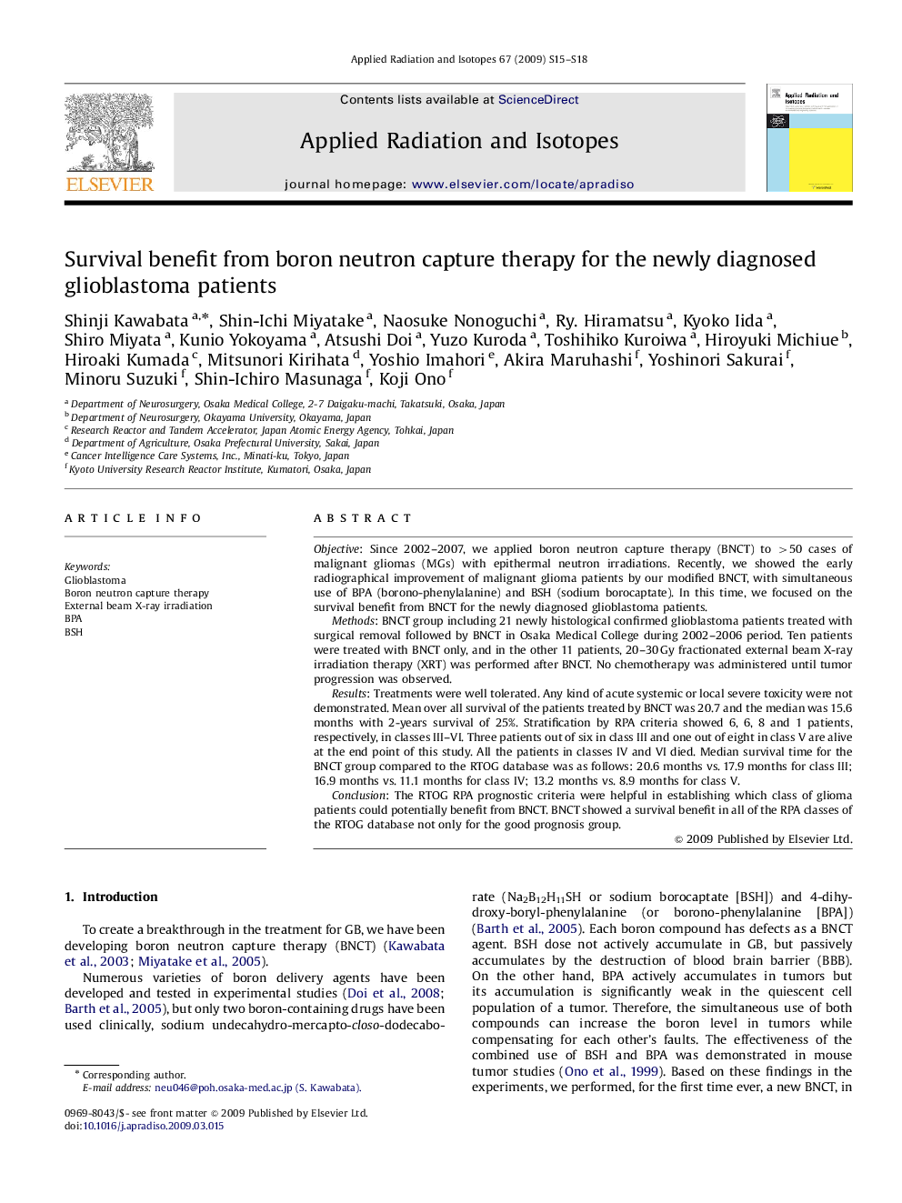 Survival benefit from boron neutron capture therapy for the newly diagnosed glioblastoma patients