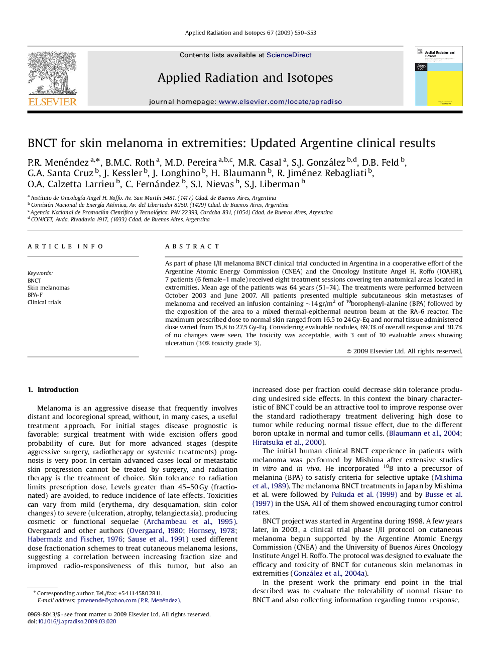 BNCT for skin melanoma in extremities: Updated Argentine clinical results