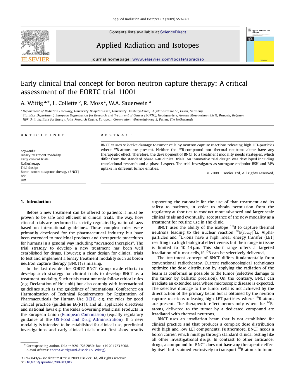 Early clinical trial concept for boron neutron capture therapy: A critical assessment of the EORTC trial 11001