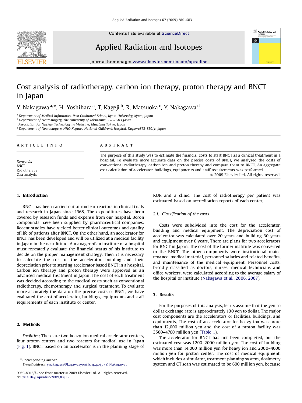 Cost analysis of radiotherapy, carbon ion therapy, proton therapy and BNCT in Japan