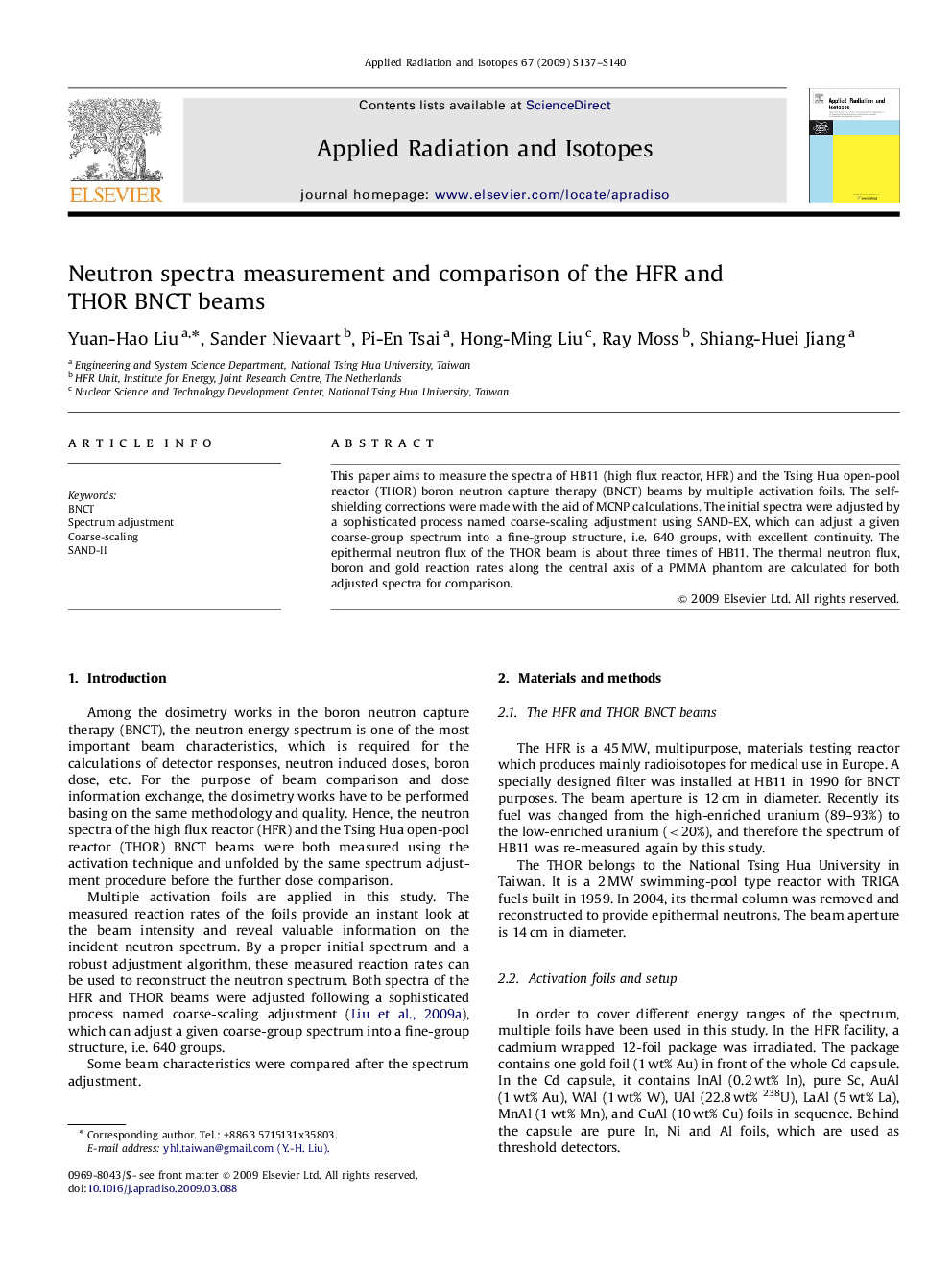 Neutron spectra measurement and comparison of the HFR and THOR BNCT beams