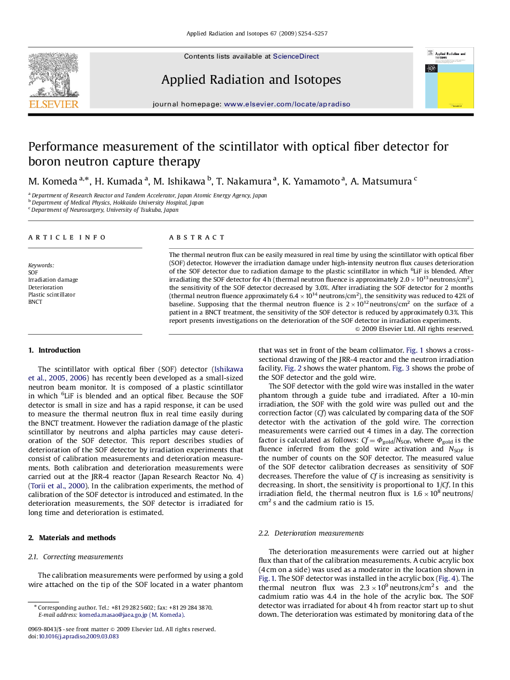 Performance measurement of the scintillator with optical fiber detector for boron neutron capture therapy