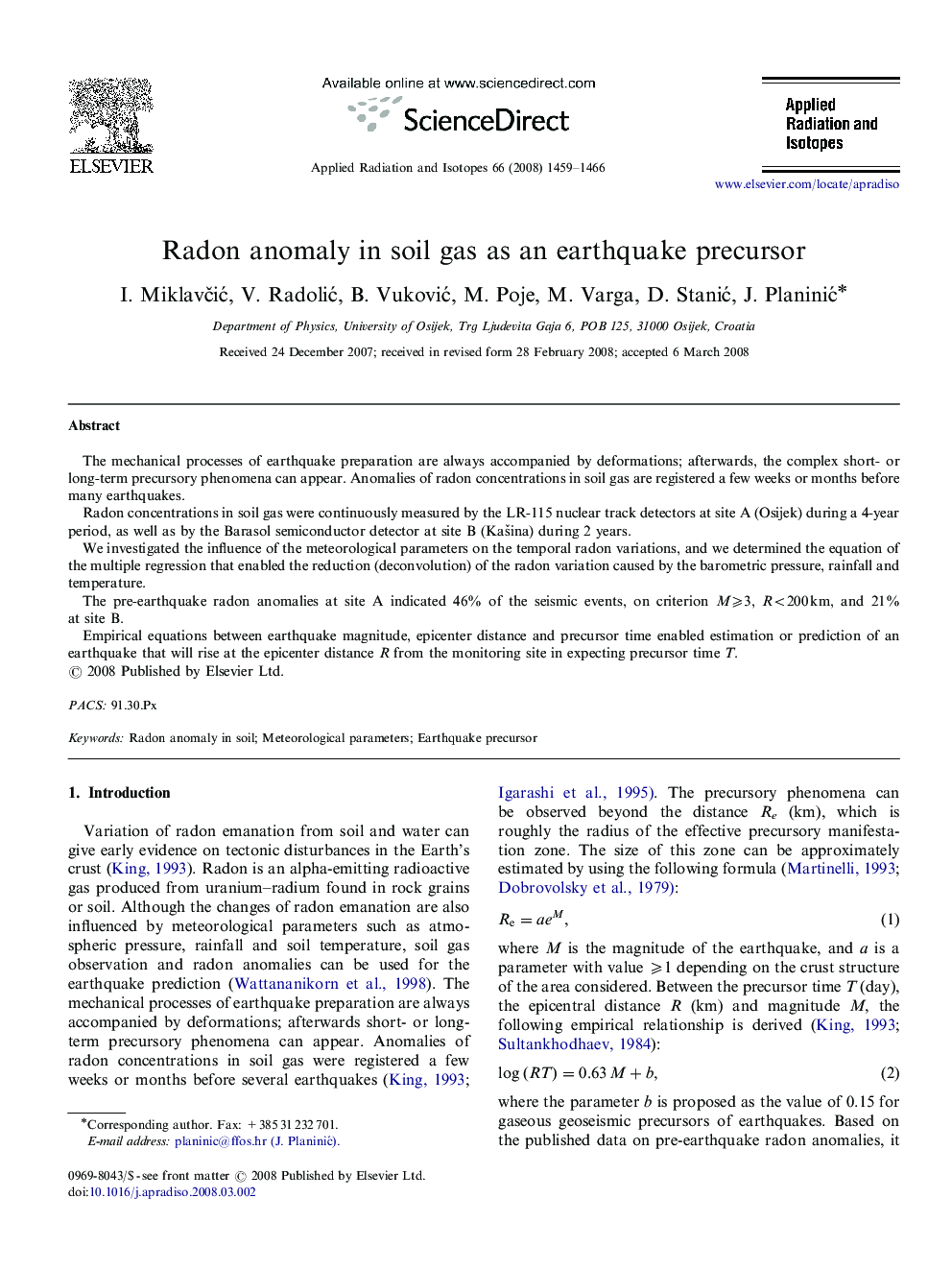 Radon anomaly in soil gas as an earthquake precursor