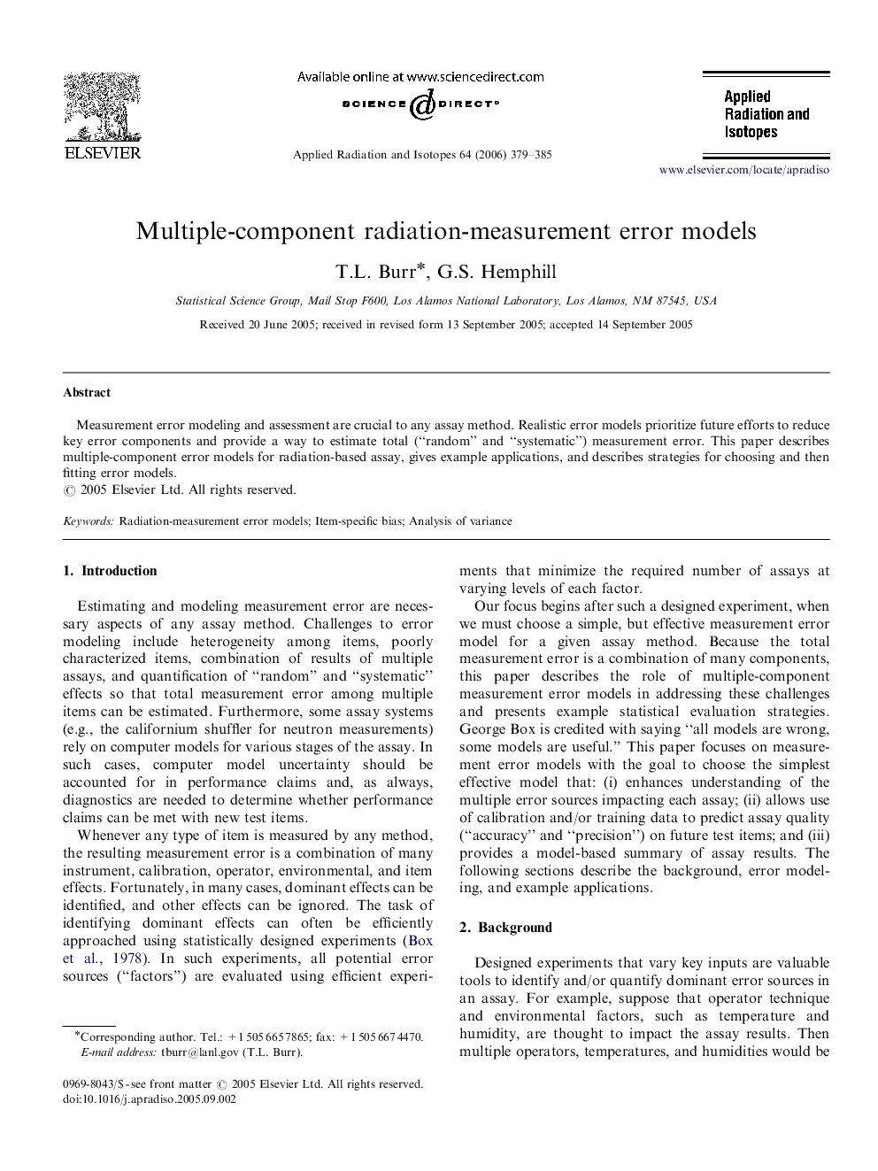 Multiple-component radiation-measurement error models