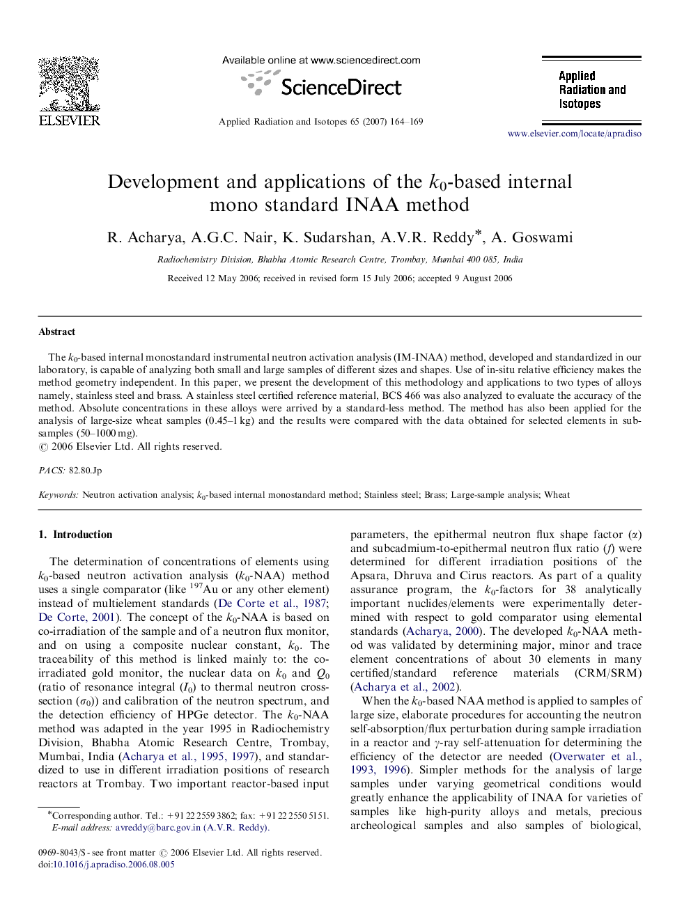 Development and applications of the k0-based internal mono standard INAA method