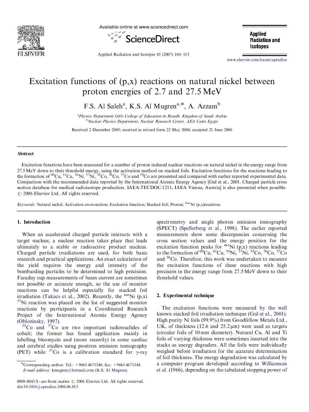 Excitation functions of (p,x) reactions on natural nickel between proton energies of 2.7 and 27.5 MeV