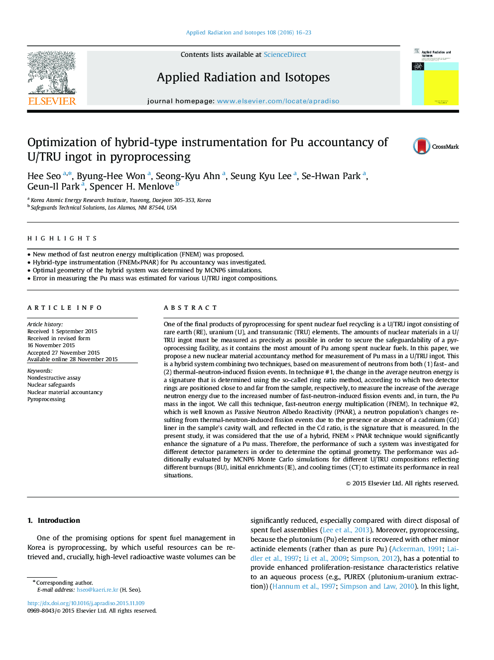 Optimization of hybrid-type instrumentation for Pu accountancy of U/TRU ingot in pyroprocessing