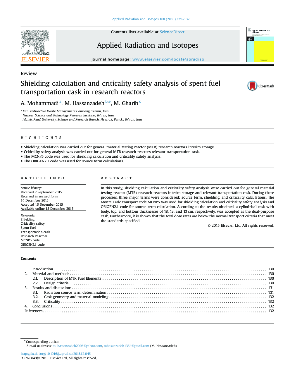 Shielding calculation and criticality safety analysis of spent fuel transportation cask in research reactors