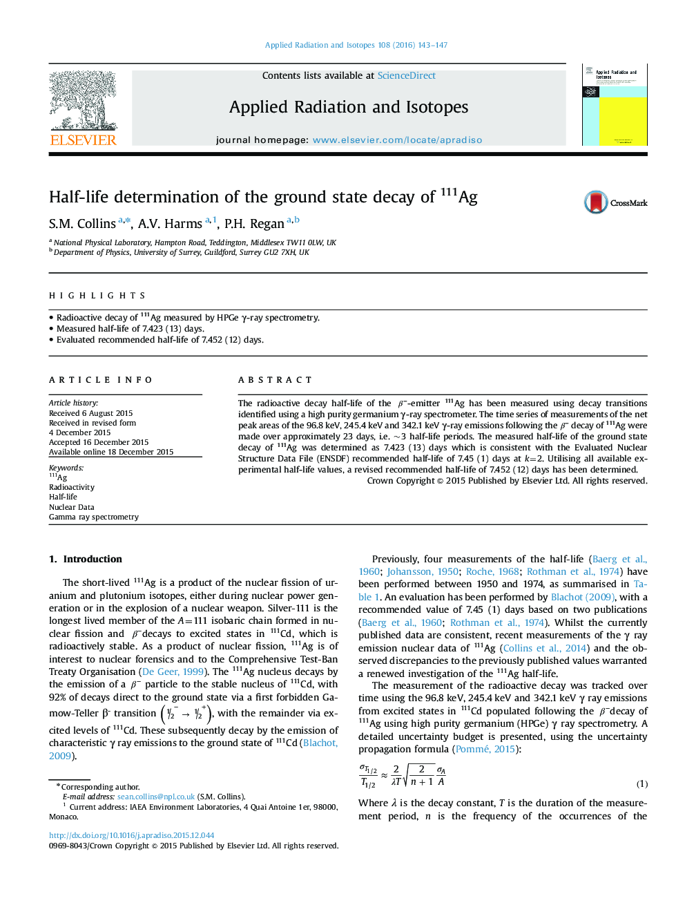 Half-life determination of the ground state decay of 111Ag