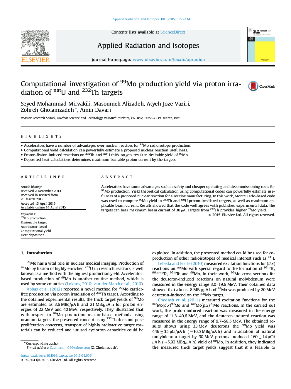 Computational investigation of 99Mo production yield via proton irradiation of natU and 232Th targets