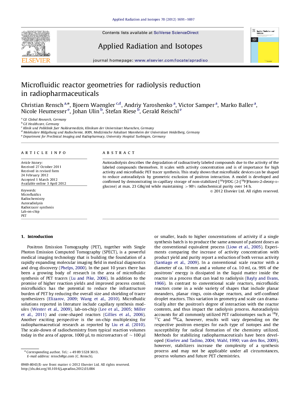 Microfluidic reactor geometries for radiolysis reduction in radiopharmaceuticals