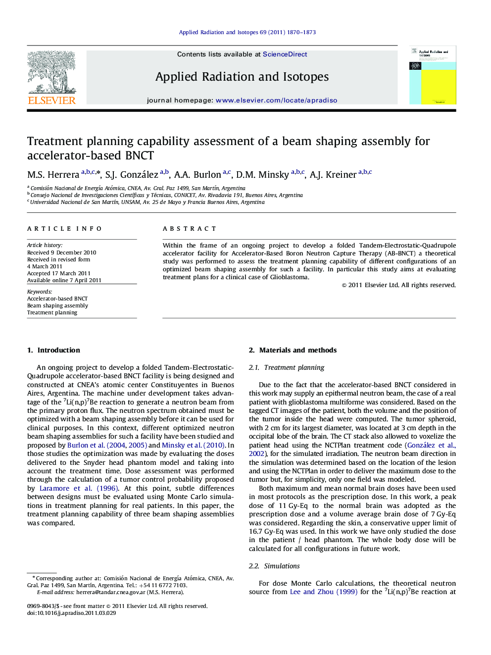 Treatment planning capability assessment of a beam shaping assembly for accelerator-based BNCT