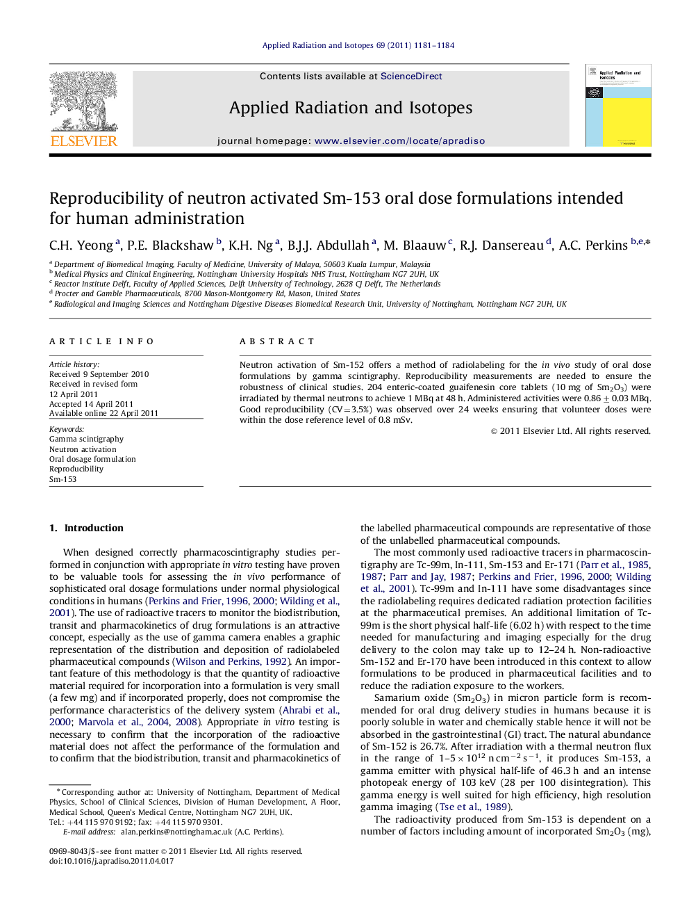 Reproducibility of neutron activated Sm-153 oral dose formulations intended for human administration