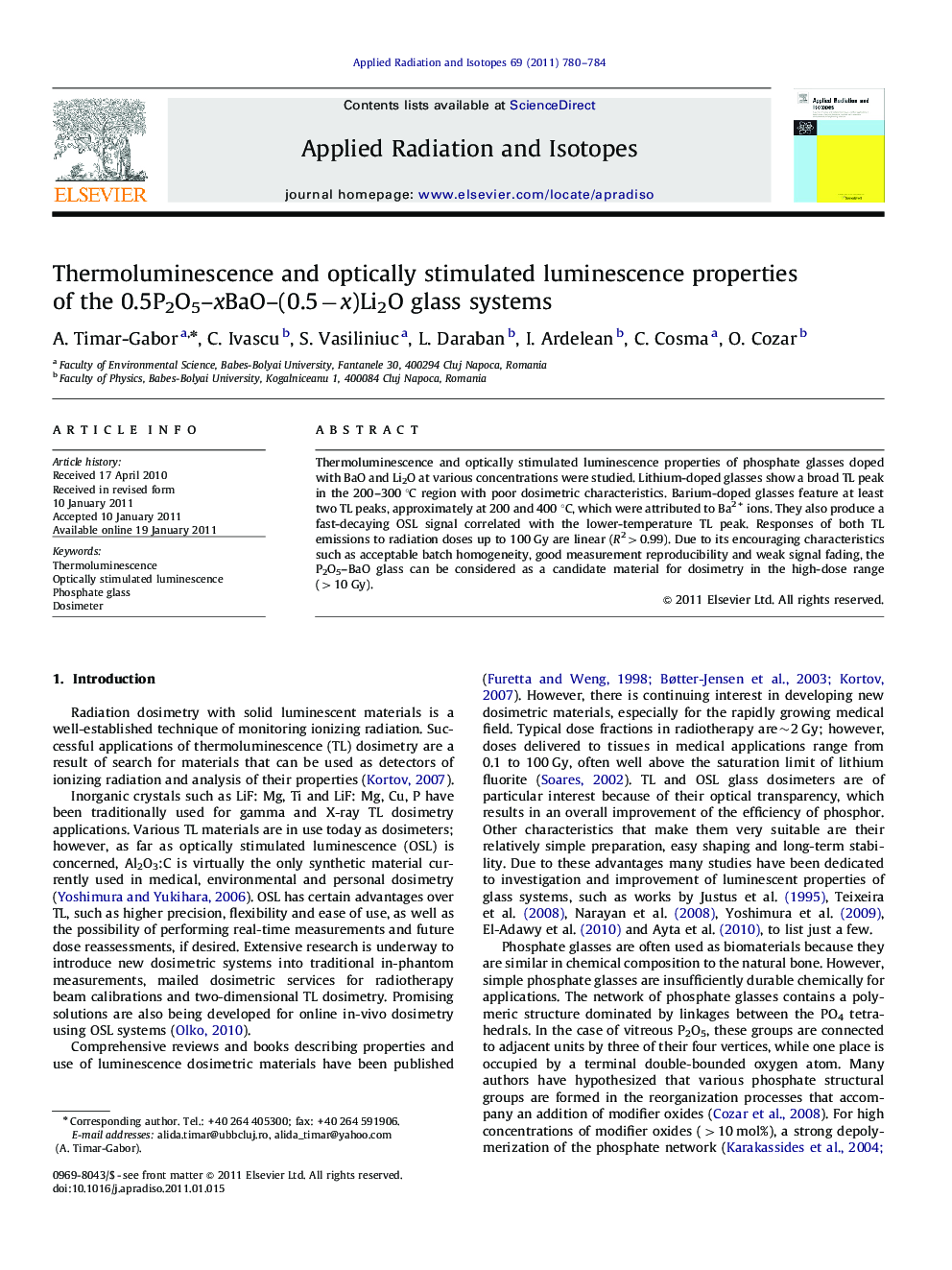 Thermoluminescence and optically stimulated luminescence properties of the 0.5P2O5–xBaO–(0.5−x)Li2O glass systems