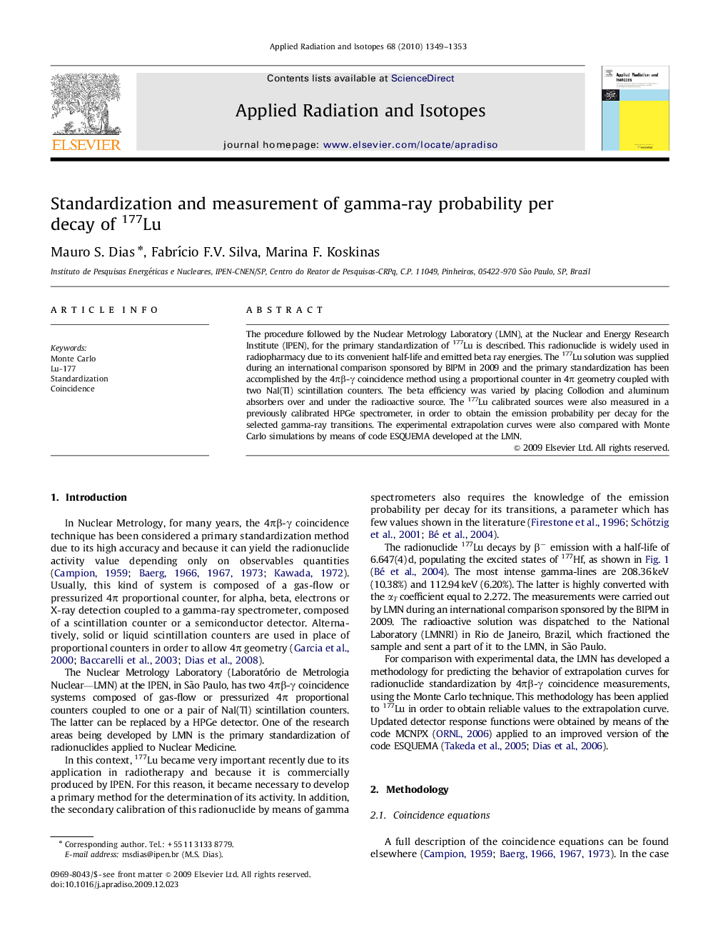 Standardization and measurement of gamma-ray probability per decay of 177Lu