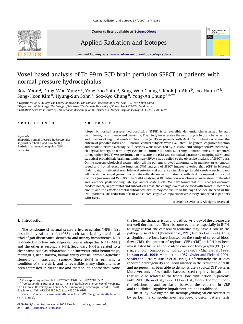 Voxel-based analysis of Tc-99 m ECD brain perfusion SPECT in patients with normal pressure hydrocephalus