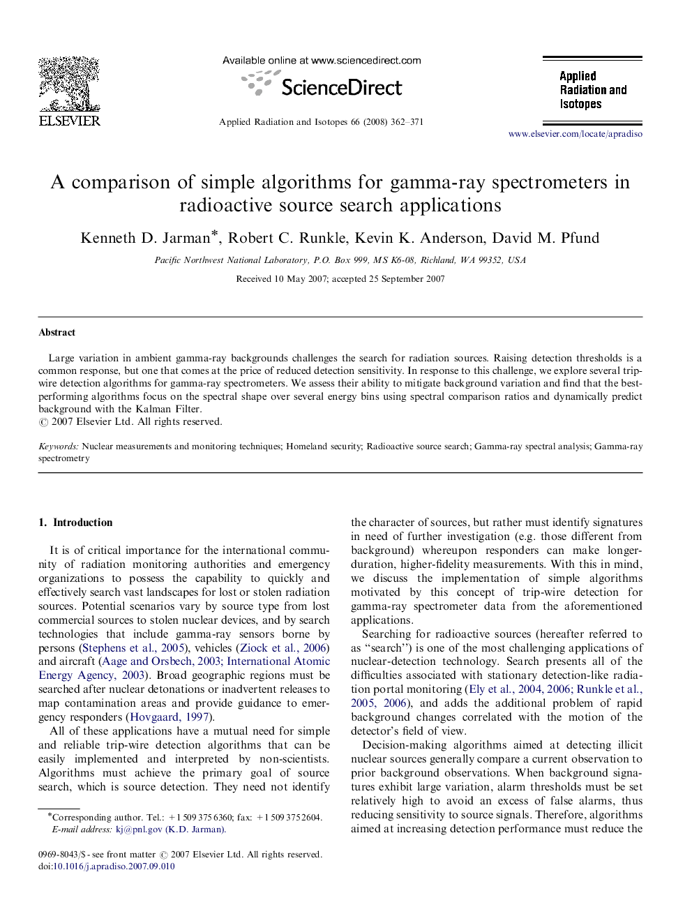 A comparison of simple algorithms for gamma-ray spectrometers in radioactive source search applications