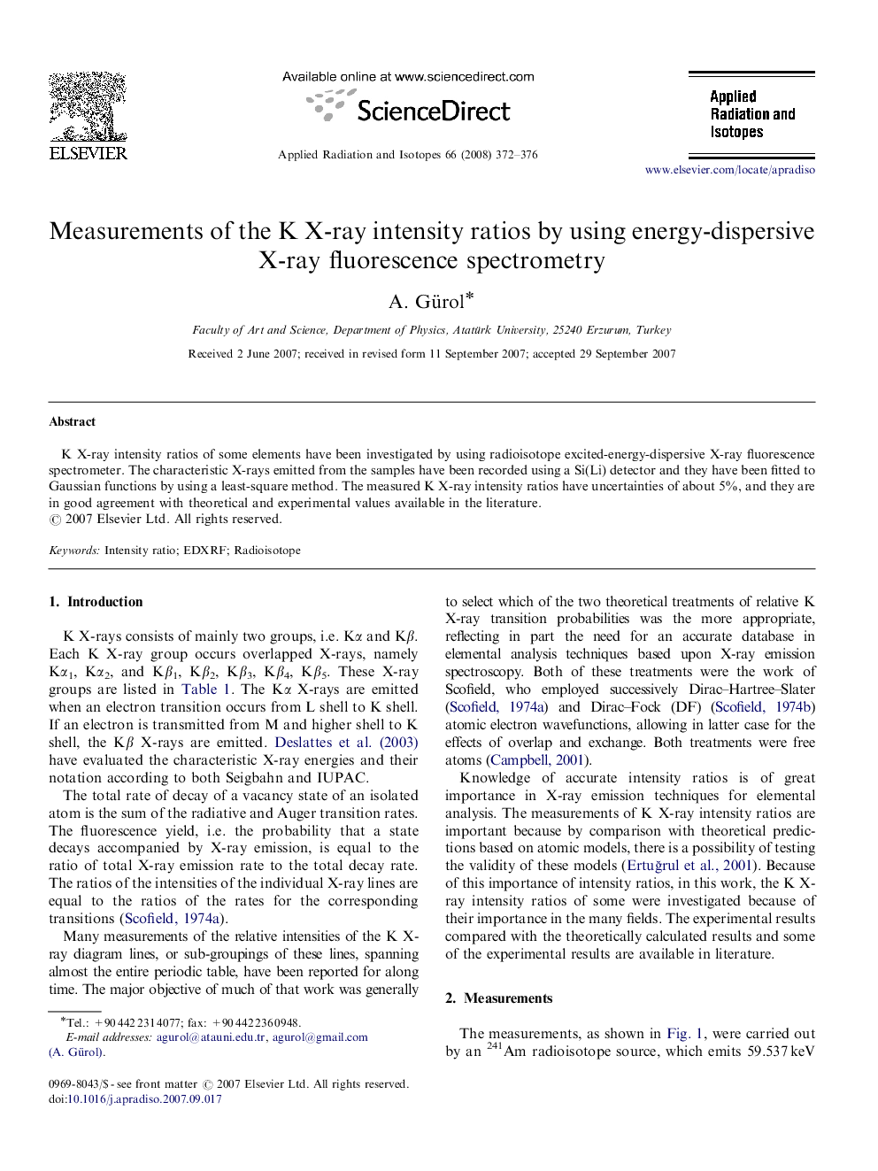 Measurements of the K X-ray intensity ratios by using energy-dispersive X-ray fluorescence spectrometry