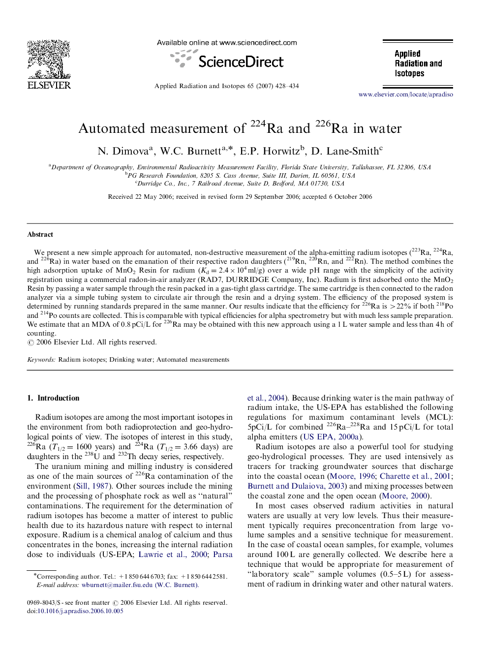 Automated measurement of 224Ra and 226Ra in water