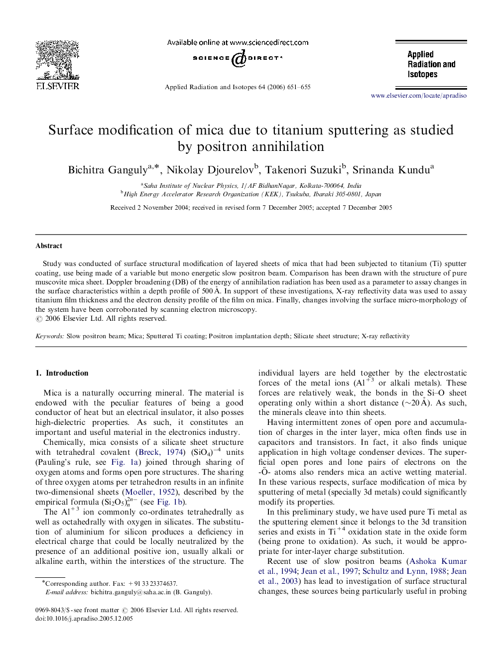 Surface modification of mica due to titanium sputtering as studied by positron annihilation