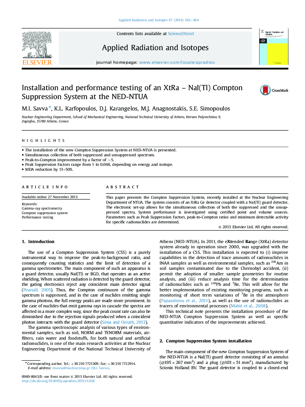 Installation and performance testing of an XtRa – NaI(Tl) Compton Suppression System at the NED-NTUA