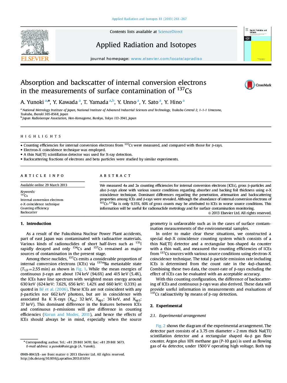 Absorption and backscatter of internal conversion electrons in the measurements of surface contamination of 137Cs