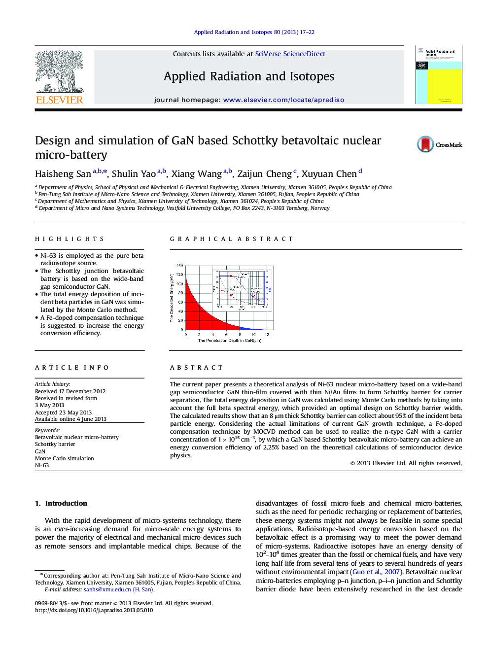 Design and simulation of GaN based Schottky betavoltaic nuclear micro-battery