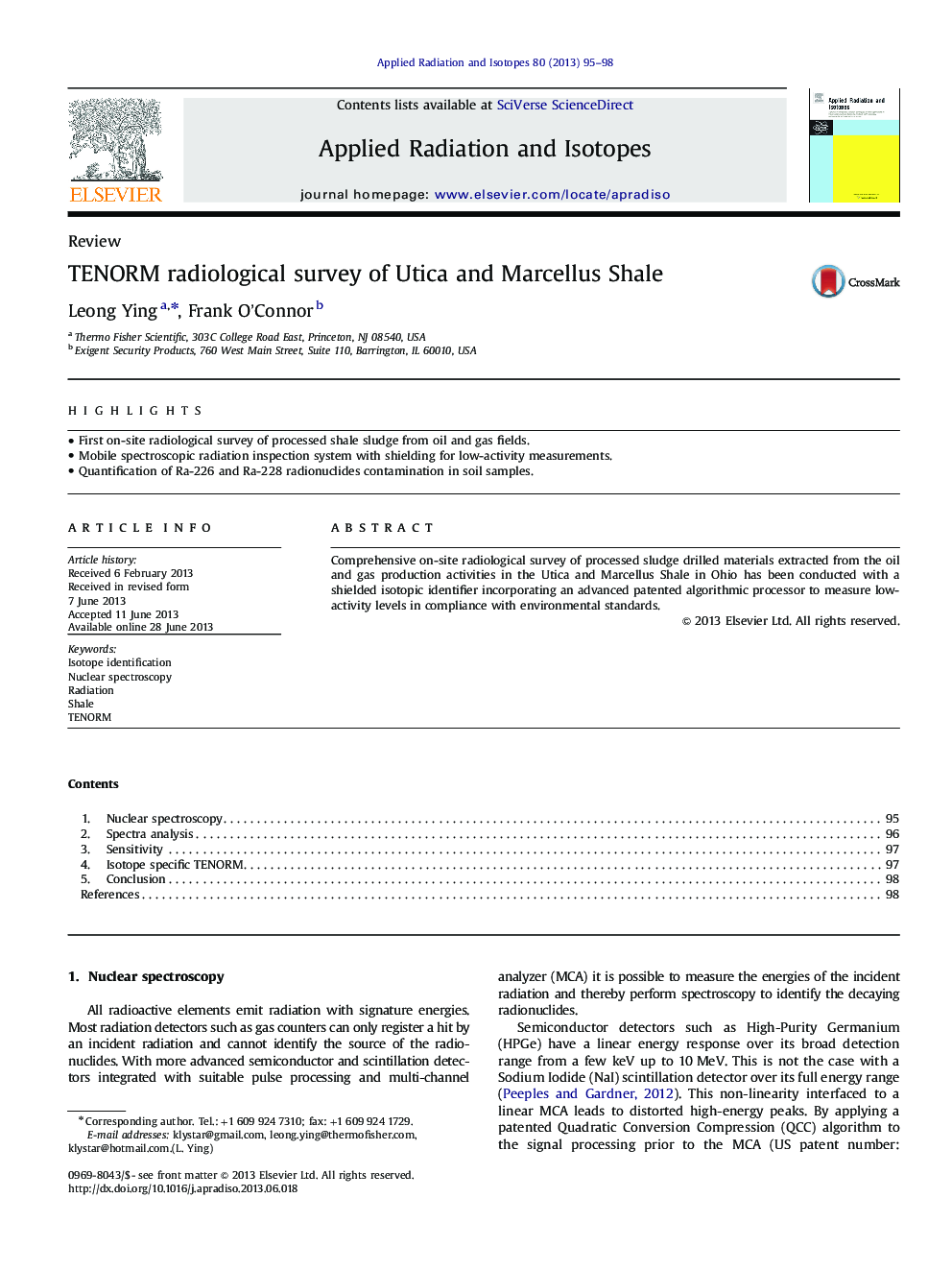 TENORM radiological survey of Utica and Marcellus Shale