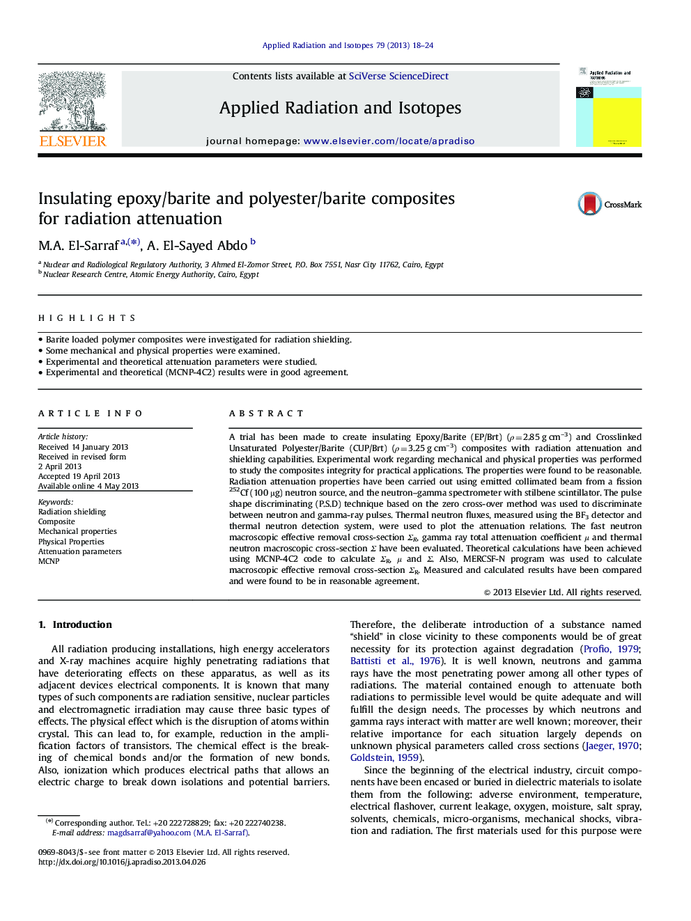 Insulating epoxy/barite and polyester/barite composites for radiation attenuation