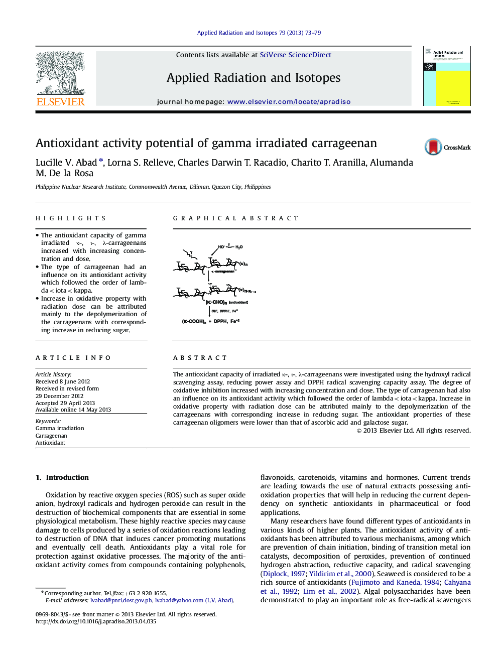 Antioxidant activity potential of gamma irradiated carrageenan