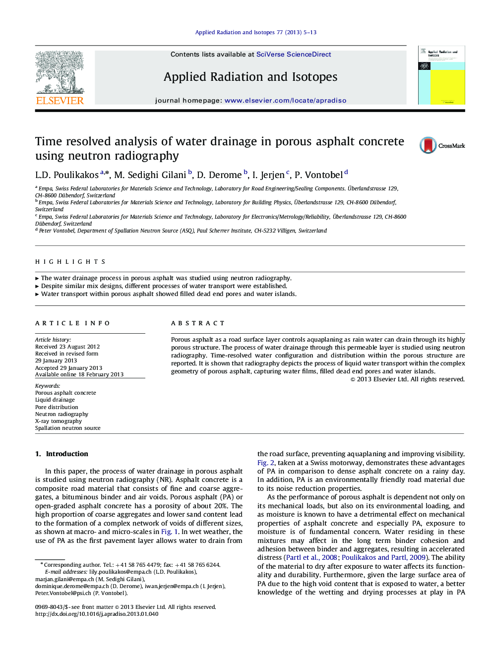 Time resolved analysis of water drainage in porous asphalt concrete using neutron radiography